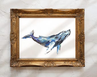 Humpback Whale Watercolor | Print  | "5 x 7"