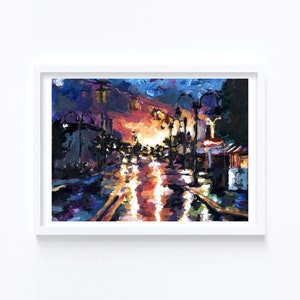 Rain on Union Street | Schenectady New York | Acrylic Painting | Print | 5&quot; X 7&quot;