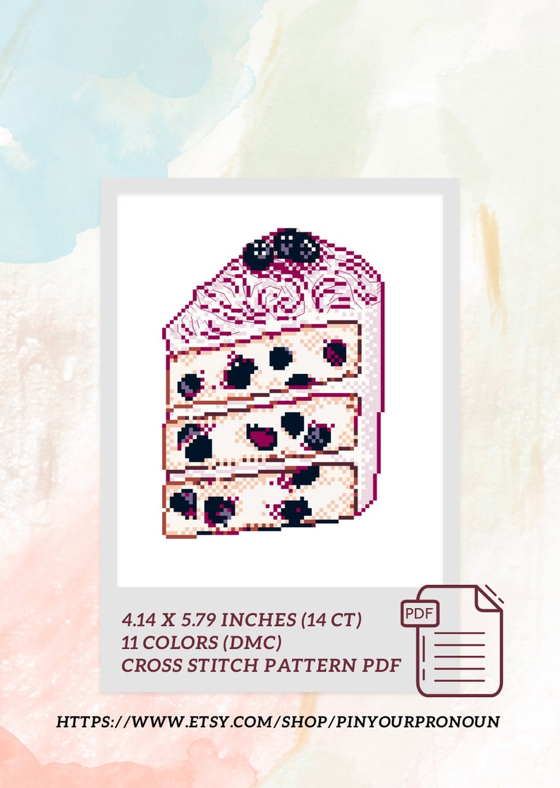 Blueberry Cake Cross Stitch Pattern PDF Download - Etsy