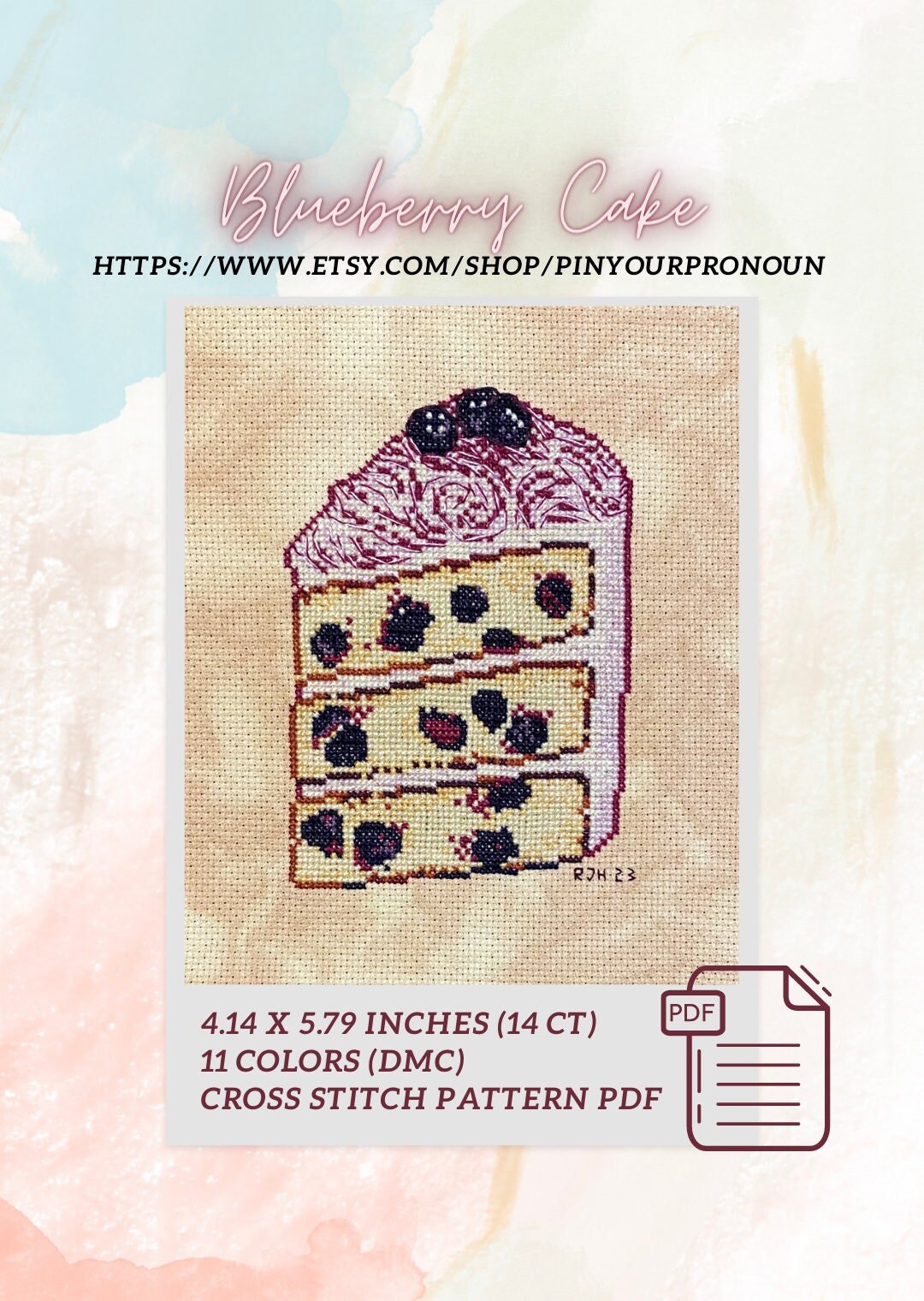 Blueberry Cake Cross Stitch Pattern PDF Download - Etsy