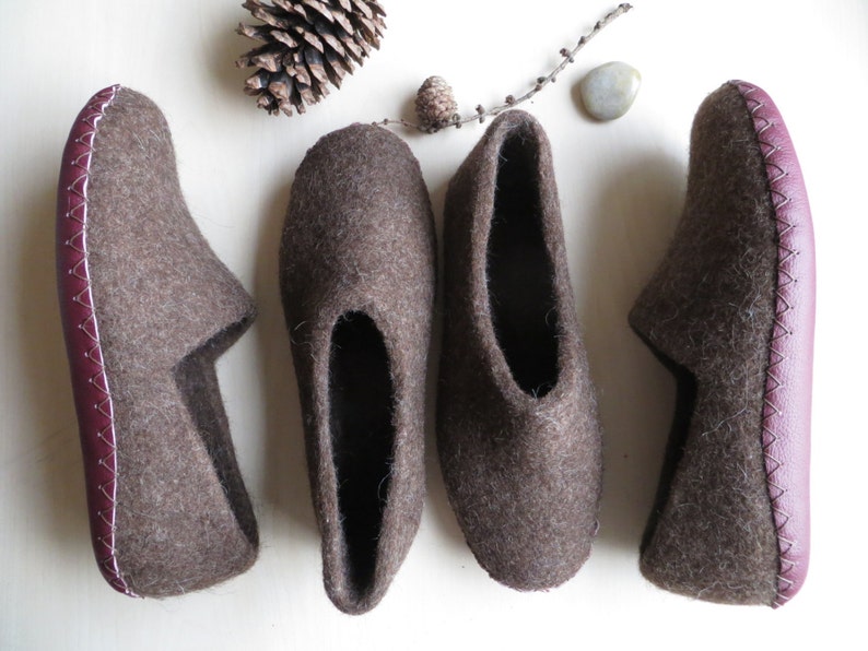 Felted slippers, boiled wool slippers,Felted wool slippers, home shoes, felt clogs, men house shoes, ECO, valentines day gift for him image 5