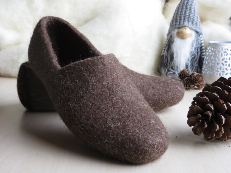 Felted slippers, boiled wool slippers,Felted wool slippers, home shoes, felt clogs, men house shoes, ECO, valentines day gift for him image 2