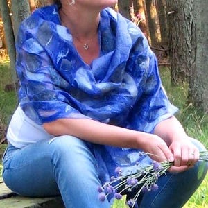 Felted Scarf Felted Wrap Felted Shawl Wool Pashmina Boho Chic Nuno felt Wool scarf Woolen shawl Felt Scarf Boiled Wool Silk