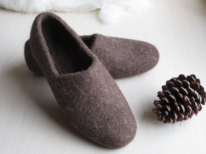 Felted slippers, boiled wool slippers,Felted wool slippers, home shoes, felt clogs, men house shoes, ECO, valentines day gift for him image 3