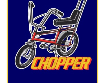 Chopper Bike - A5 greeting card - Birthday - blank inside - comes with Red envelope - 1970's - Retro - Vintage - Ride it like you stole it!