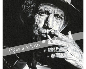 Keith Richards by Kevin Ash - A2 Art Poster - Rolling Stones - Guitar Hero - Icon - Rock and Roll