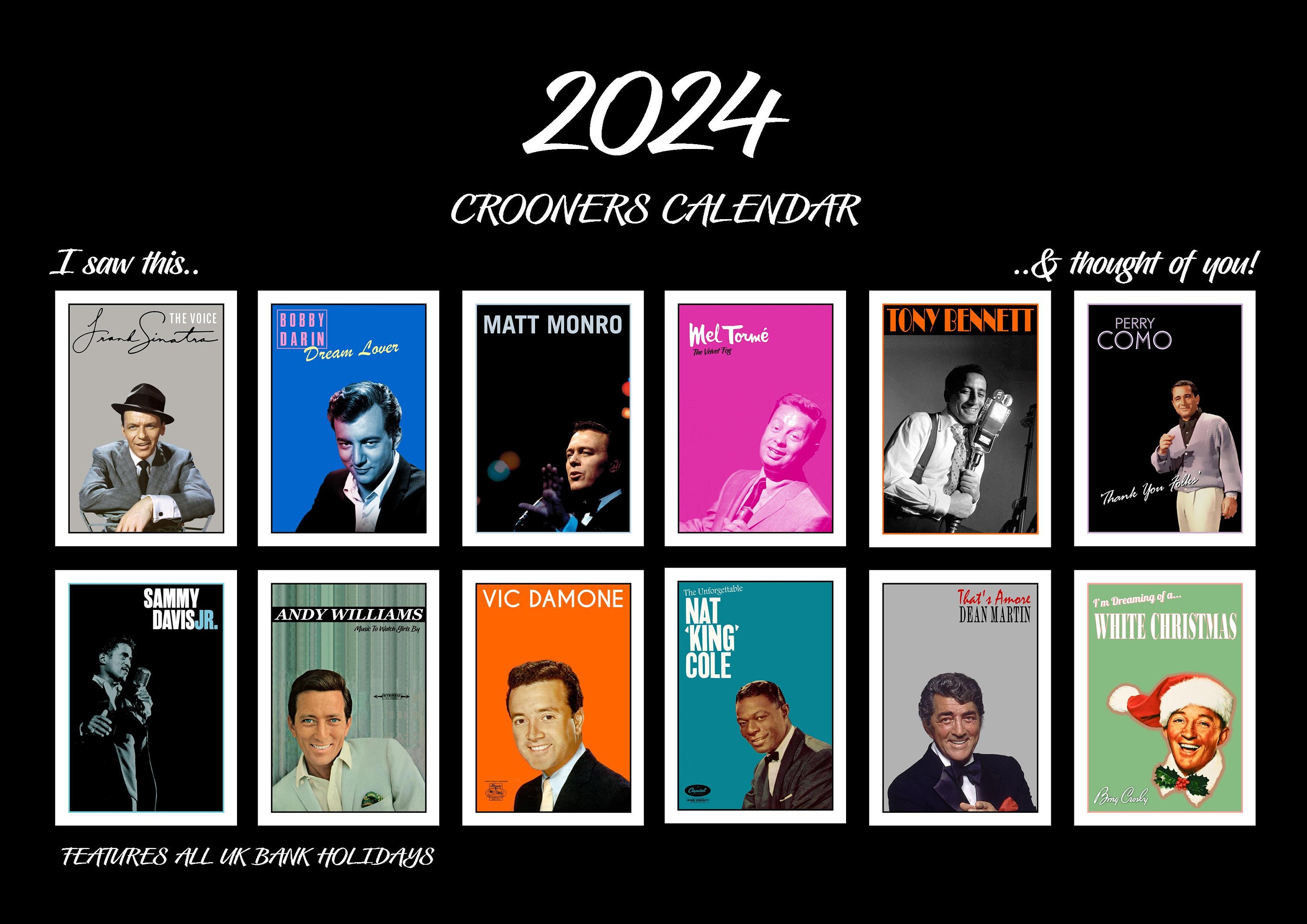 A5 Desktop 2024 CROONERS CALENDAR Rat Pack Christmas Etsy