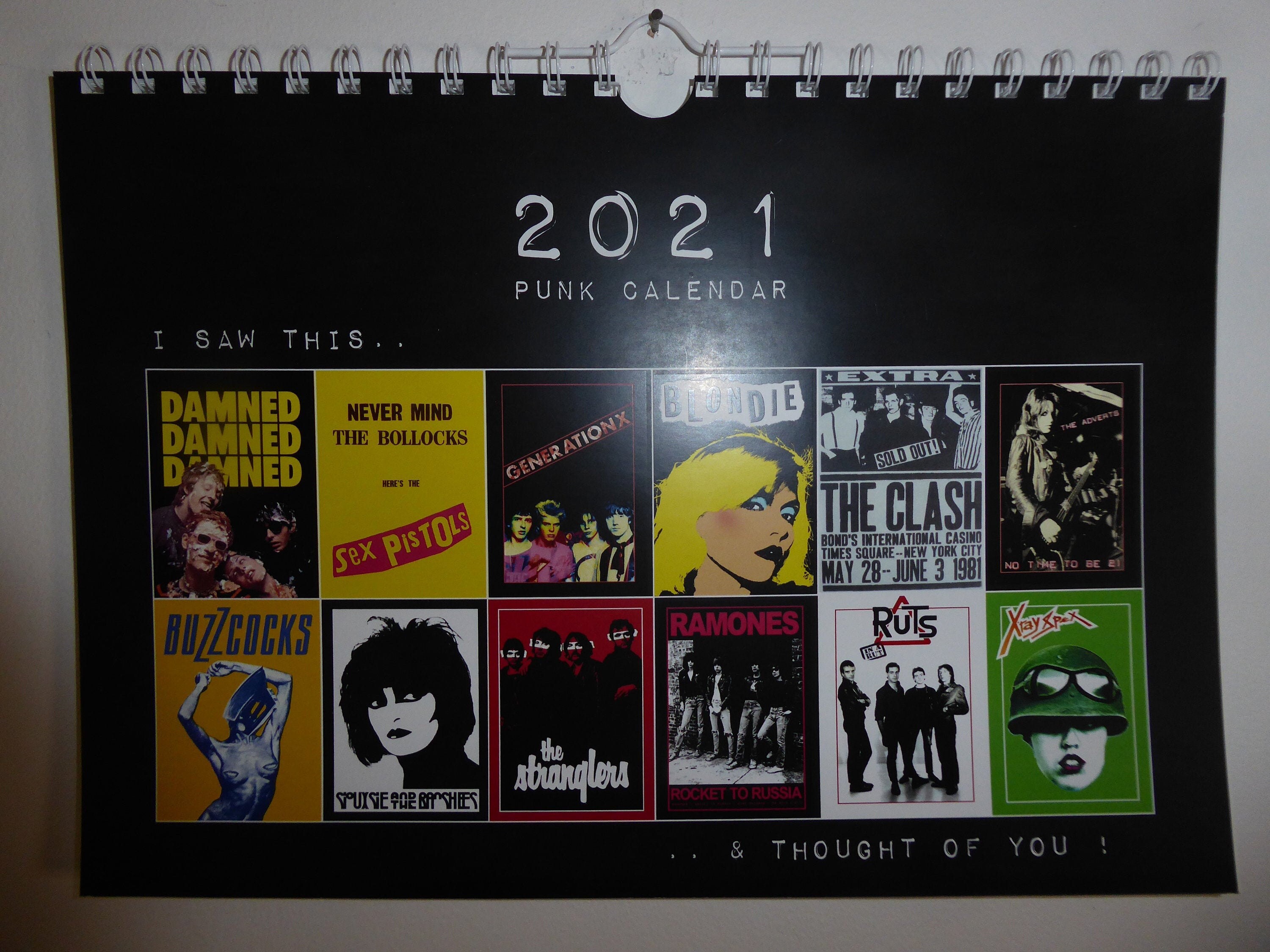 2021 A4 Punk Wall Calendar from Pillar Box Red Damned Etsy
