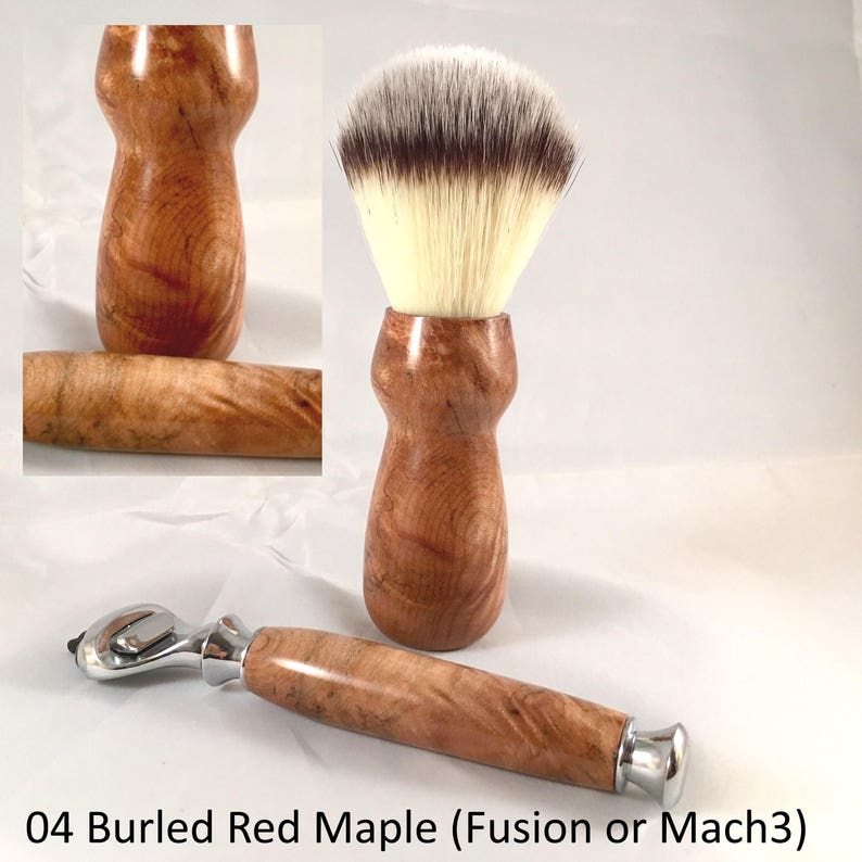 Handmade Wooden Shaving Brush and Razor Set image 3