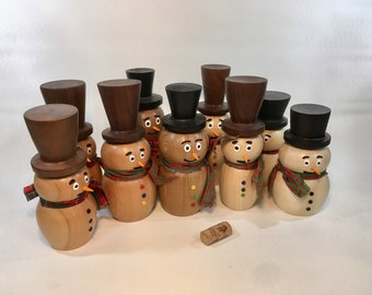 Handmade Woodturned Snowmen