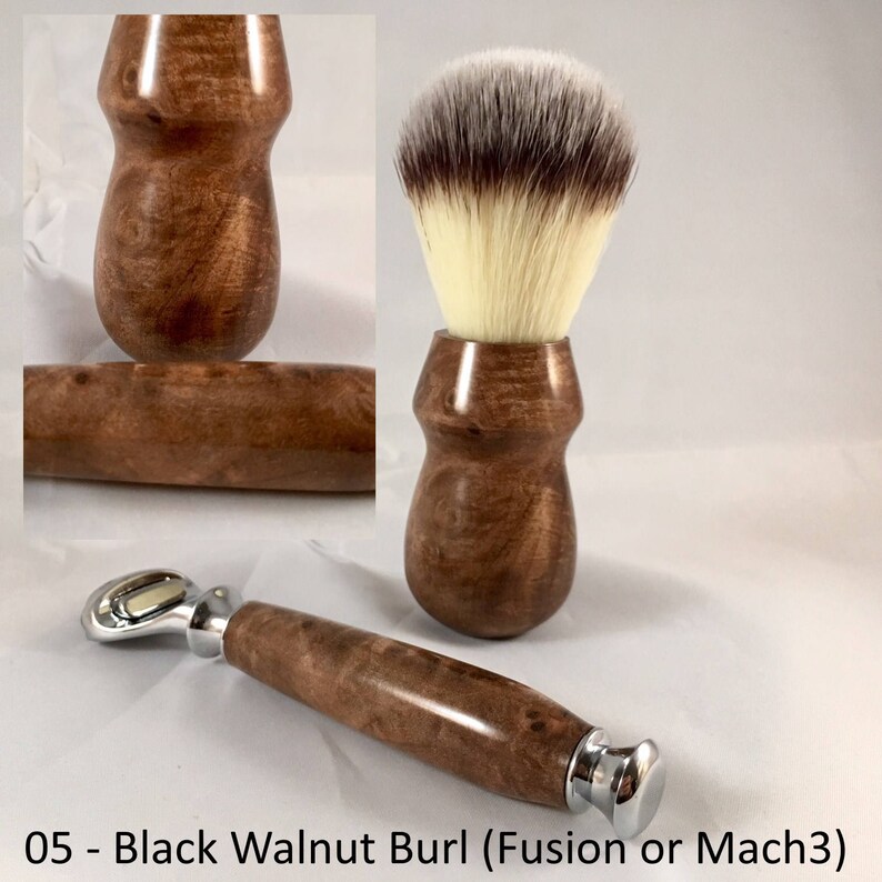 Handmade Wooden Shaving Brush and Razor Set image 4