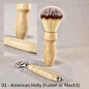 Handmade Wooden Shaving Brush and Razor Set image 2