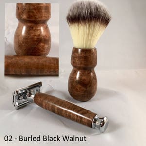Handmade Wooden Shaving Brush and Razor Set