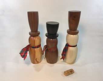 Handmade Woodturned Snowmen