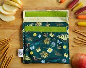 California Pollinators Reusable Snack Sandwich Bag - Zero Waste - Food Storage Bag - Eco-Friendly -Recycled Plastic Fabric -