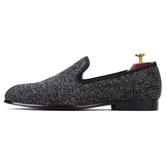 Merlutti Black Fabric Smoking Slippers Men Flat