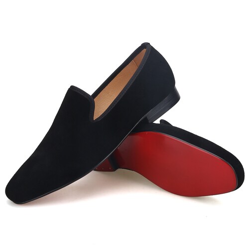 Merlutti Plain Black Velvet Slippers Loafers