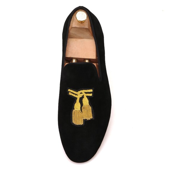 Merlutti Black Suede Embroidered Tassel Prom Wedding Loafers  display picture 1