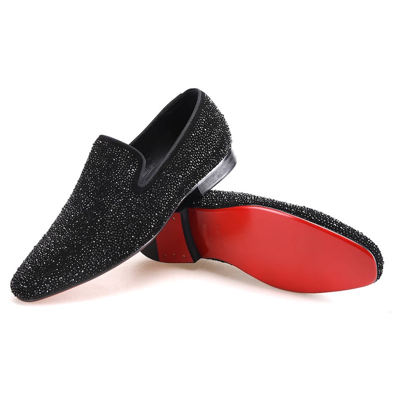 Merlutti Black Suede Green Crystals Prom Wedding Flat