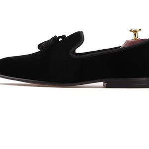 Merlutti Black Velvet Black Tassel Loafer Prom Wedding Flat