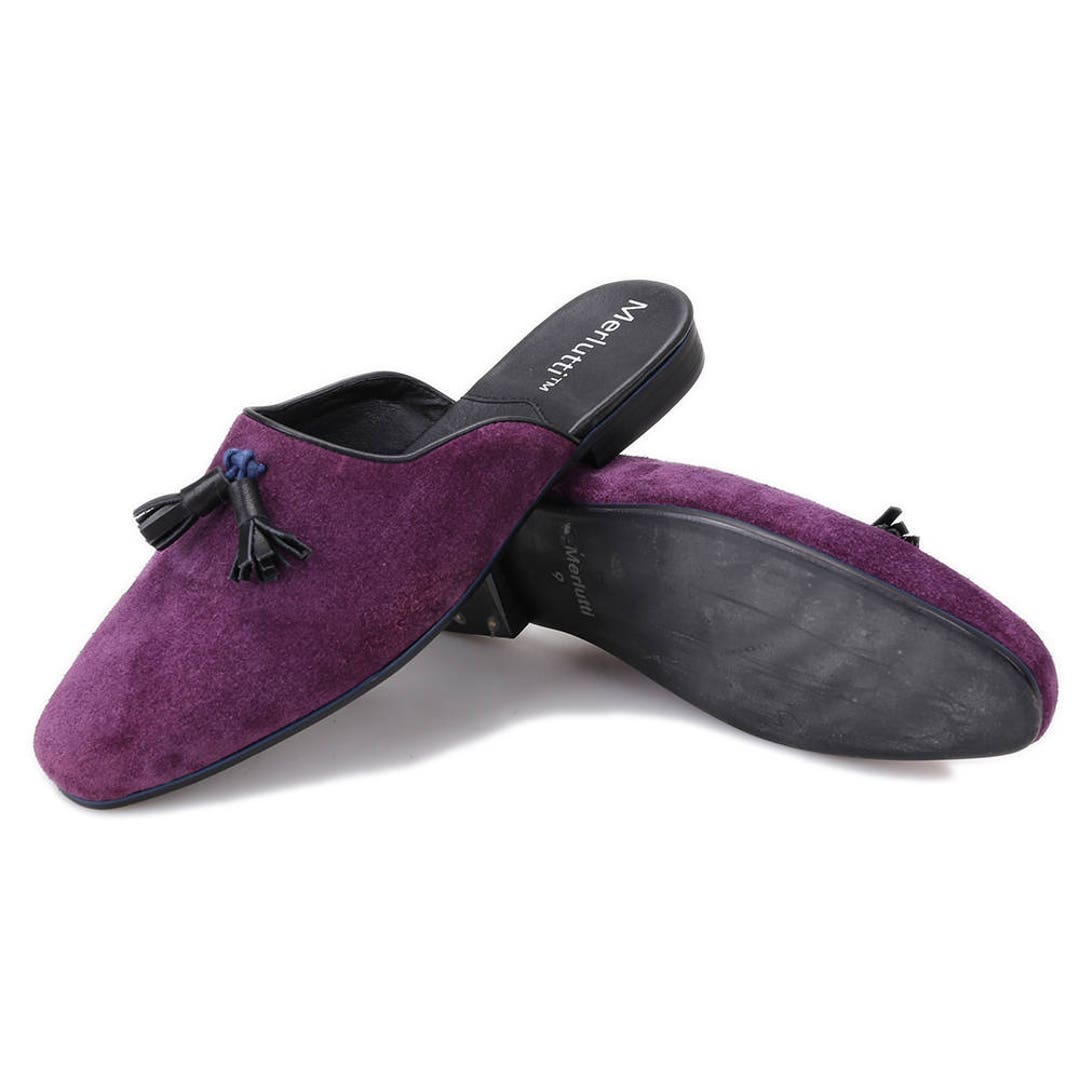 Merlutti Purple Noah Tassel Suede Sandals - Etsy