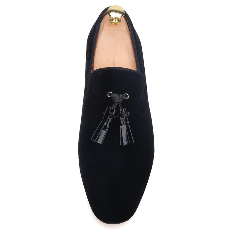 Royal Blue Velvet Black Bowtie Wedding Flat