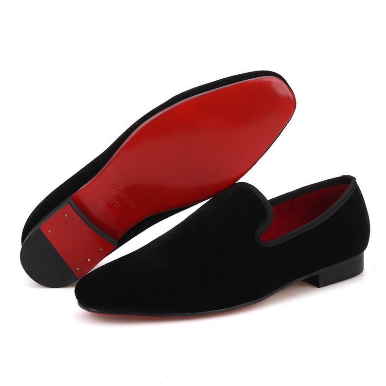 Merlutti Plain Black Velvet Slippers Loafers | Etsy