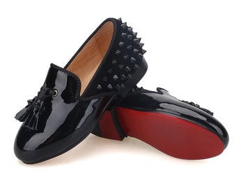 Merlutti KIDS Shoes Studded Patent Spiked Tassel Loafers