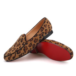 Merlutti Brown Leopard Print Belgian Loafer Prom Wedding Flat