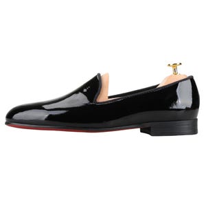 Merlutti Plain Black Patent Leather Wedding Prom Loafer