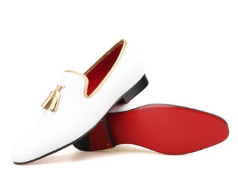 Merlutti witte fluwelen loafer gouden kwast schoolbal bruiloft plat