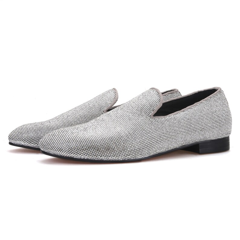 silver prom loafers