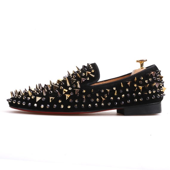 Merlutti Black Loafer Gold Rhinestones Spiked Rivets Flat Prom/Event Mens Size 8 il_fullxfull.1808620883_1lsk.jpg main image 4