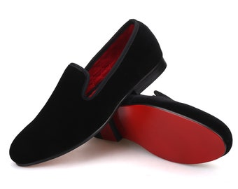 Merlutti Plain Black Velvet Slippers Loafers