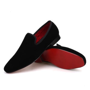 Merlutti Plain Black Velvet Square Toe Loafers
