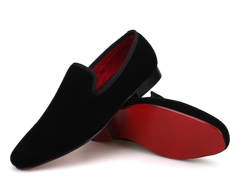 Merlutti Plain Black Velvet Square Toe Loafers