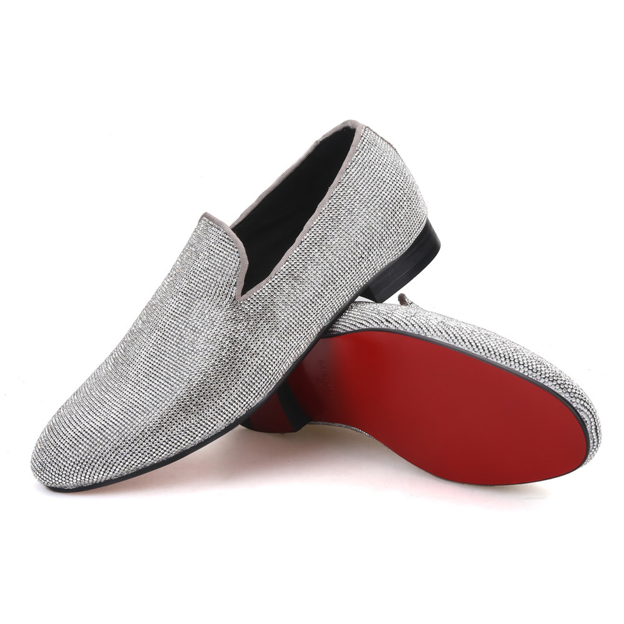silver prom loafers