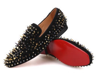 Merlutti Gold Rhinestones Rivets Prom Wedding Loafers