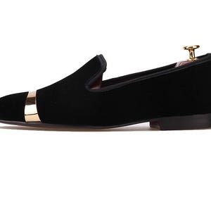 Merlutti Black Velvet With Gold Buckle Loafer