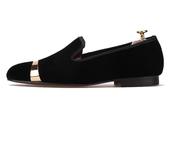 Merlutti Black Velvet With Gold Buckle Loafer - Etsy display picture 2