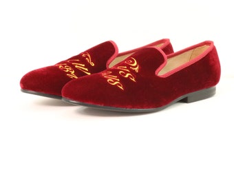 Merlutti handgemaakte fluwelen loafers geborduurd