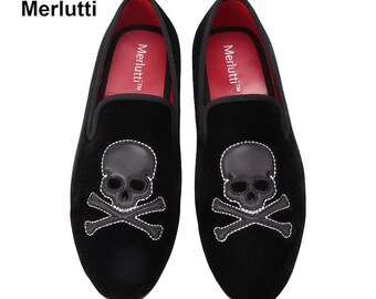 Merlutti Velvet Loafers with Skull