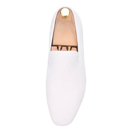 White velvet loafers sale