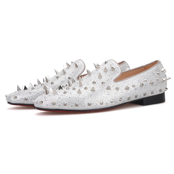 Merlutti Silver Loafer Silver Rhinestones Rivets Prom  display picture 1