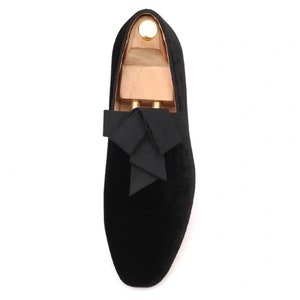 Merlutti Black Velvet Black Exquisite Stripe Loafers image 1