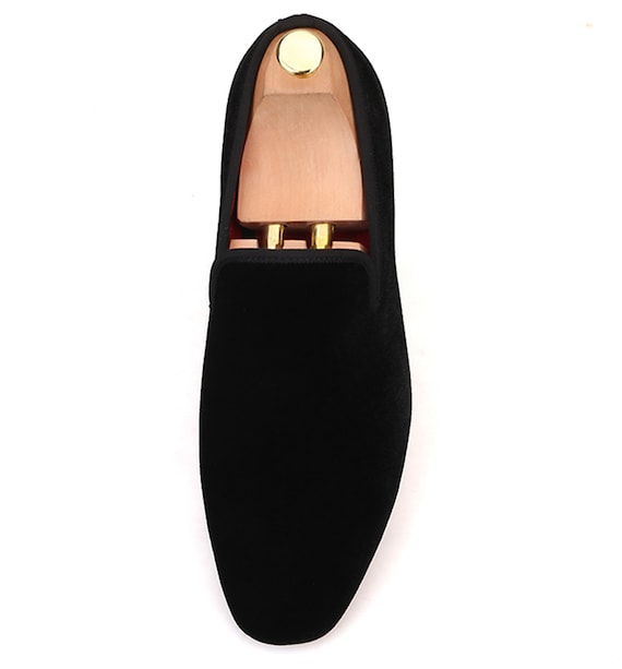 Merlutti Plain Black Velvet Slippers Loafers 