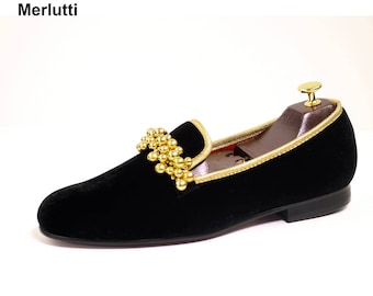 Merlutti Black Velvet With Gold Beading