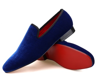 Merlutti Plain Royal Blue Velvet Prom Wedding Flat