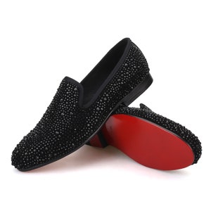 Merlutti Black Crystals Suede Prom Wedding Loafers