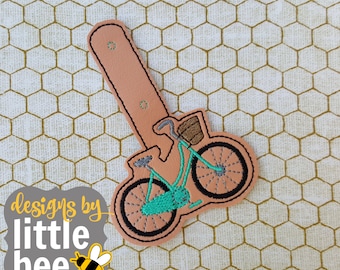 bicycle bike casual cruiser with basket snap tab keychain 4x4 hoop friendly embroidery design Instant Download! bean stitch